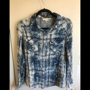 White and blue button up shirt by LoveStitch